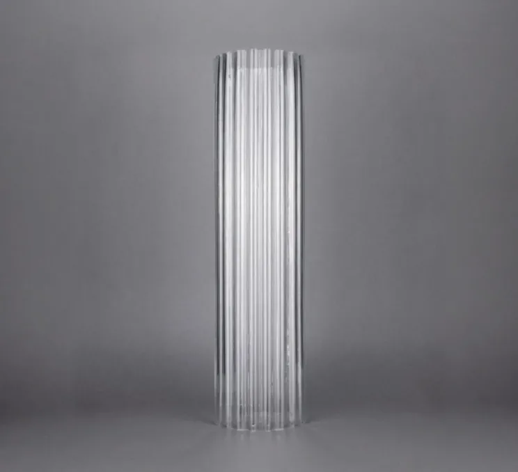 Abat-jour, cylindrique en verre strié, transparent, Ø9,6cm, H37,5cm - DCW éditions Paris