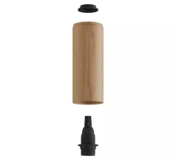 Accessoires*Creative Cables Abat-jour seul, Tub-E14 avec douille à double bague, bois, L6cm, H15,3cm - bois clair