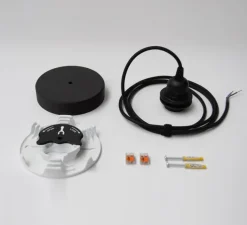 Accessoires|Rosace & Câble*Alucyne Accessoires, Kit K.no.P, sans fiche DCL, câble 2m, , Ø12,5cm, H2,7cm - noir