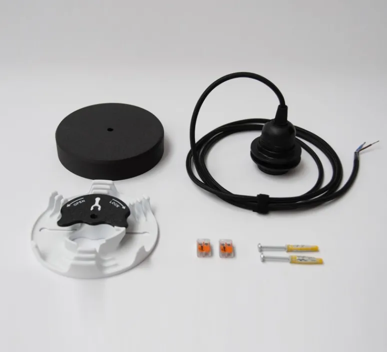 Accessoires|Rosace & Câble*Alucyne Accessoires, Kit K.no.P, sans fiche DCL, câble 2m, , Ø12,5cm, H2,7cm - noir