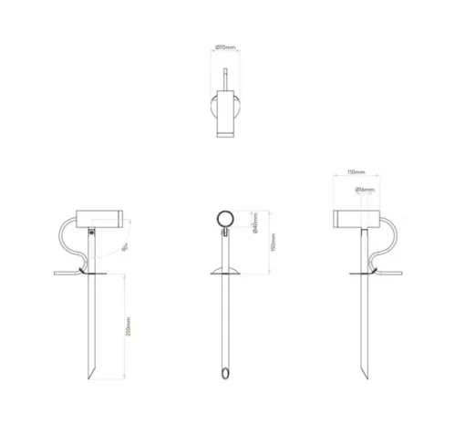 Accessoires, Myos, perche d'extension, noir texturé, IP65, Ø1,6cm, H21,2cm - Astro
