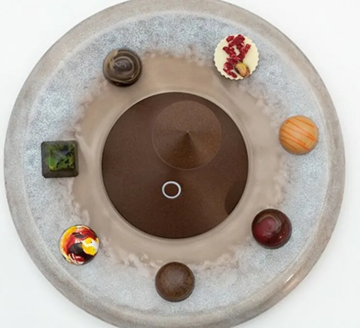 Accessoires, socle en céramique, Pina, Sable, bleu clair, Ø24,5cm, H3,3cm - Zafferano