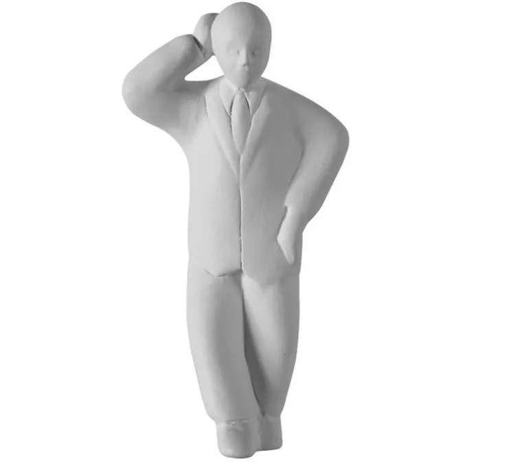 Accessoires, Umarell, personnage adossé, blanc mat, Ø5cm, H15cm - Karman