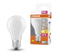 Ampoule, E27, dépolie, LED, 7W, 2700K, 806lm, dimmable, Ø6cm, H10,6cm - Osram