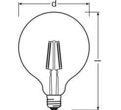 Ampoule*Osram Ampoule, E27, filament, Globe, LED, 4W, 2700K, 470lm, Ø12,5cm, H17,8cm - transparent