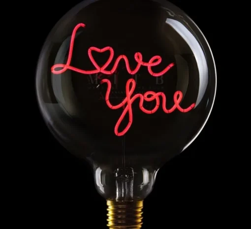 Ampoule, E27, Love you, transparent, blanc, LED, 2700K, 180lm, Ø12cm, H17cm - MITB - Message in the bulb