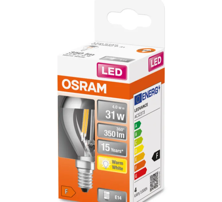 Ampoule*Osram Ampoule, E14, , argent, LED, 4W, 2700K, 350lm, Ø4,5cm, H7,7cm - transparent
