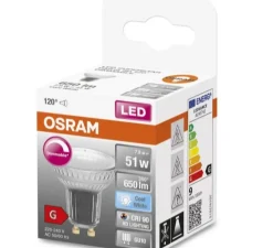 Ampoule, GU10, PAR16 120°, transparent, LED, dimmable, 7,9W, 4000K, 650lm, Ø5cm, H5,2cm - Osram