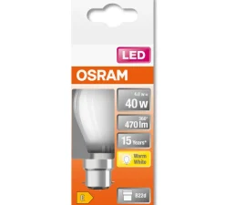 Ampoule LED, B22,Star Classic P 60, dépolie, 2700K, 470 lm, Ø4,5cm, H7,6cm - Osram
