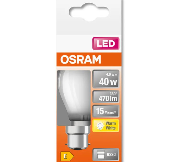 Ampoule LED, B22,Star Classic P 60, dépolie, 2700K, 470 lm, Ø4,5cm, H7,6cm - Osram