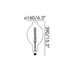 Ampoule*Faro Ampoule LED, BT 180 filament, , LED, Ø16cm, H39cm - jaune