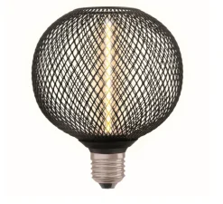 Ampoule LED, E27, Decor cage métal globe 125, noir, 1800K, 150 lm, Ø12,5cm, H15cm - Osram