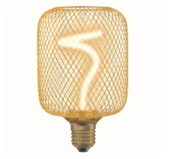 Ampoule LED, E27, Decor cage métal carré spirale, or, 1800K, 170 lm, Ø10cm, H16,2cm - Osram