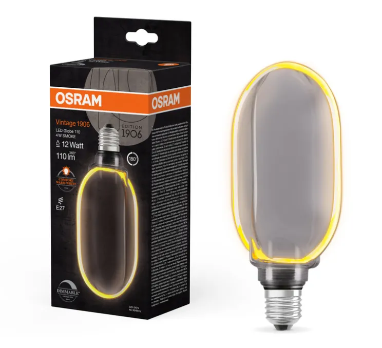 Ampoule LED, E27, Edition 1906 Globe 100, verre fumé, dim, 1800K, 220 lm, Ø10cm, H18,9cm - Osram