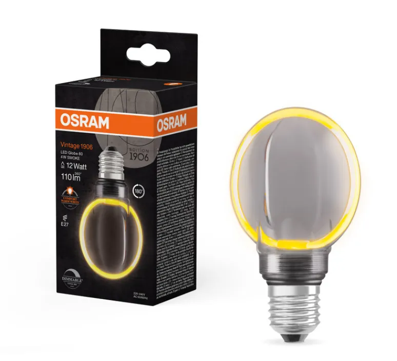 Ampoule*Osram Ampoule LED, E27, Edition 1906 Globe 80, , dim, 1800K, 220 lm, Ø8cm, H12cm - verre fumé