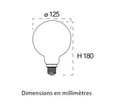 Ampoule*Nedgis Ampoule LED, E27, Sphérique, , filament, 4000K, 1055 lm, Ø12,5cm, H18 cm - Transparent