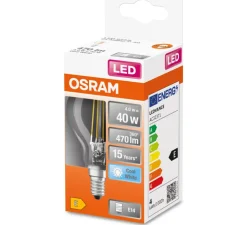 Ampoule LED, E14, Star Classic P, Transparent, 4000K, 470 lm, Ø4,5cm, H7,7cm - Osram