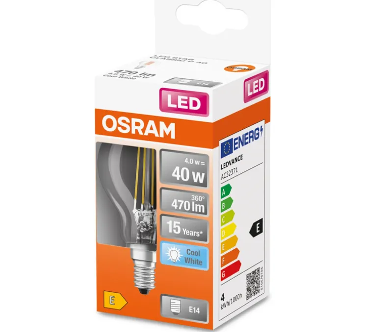 Ampoule LED, E14, Star Classic P, Transparent, 4000K, 470 lm, Ø4,5cm, H7,7cm - Osram