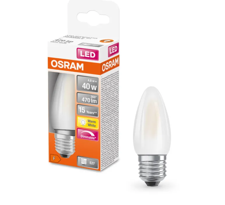 Ampoule*Osram Ampoule LED, E27, Superstar Classic B 40, , dim, 2700K, 470 lm, Ø3,5cm, H9,7cm - dépolie