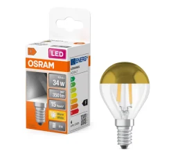 Ampoule*Osram Ampoule LED, E14,Star Classic Mirror Gold, , 2700K, 380 lm, Ø4,5cm, H8,4cm - Transparent et or