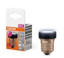 Ampoule LED, E27,Star flat 26, noir, IP65, dim, 3,5W, 4000K, 270 lm, Ø3,5cm, H4,5cm - Osram