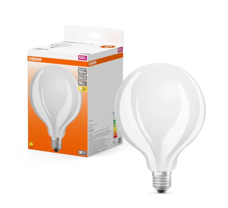 Ampoule LED, E27,Star Globe125, dépolie, 17W, 2700K, 2452 lm, Ø12,4cm, H17,3cm - Osram
