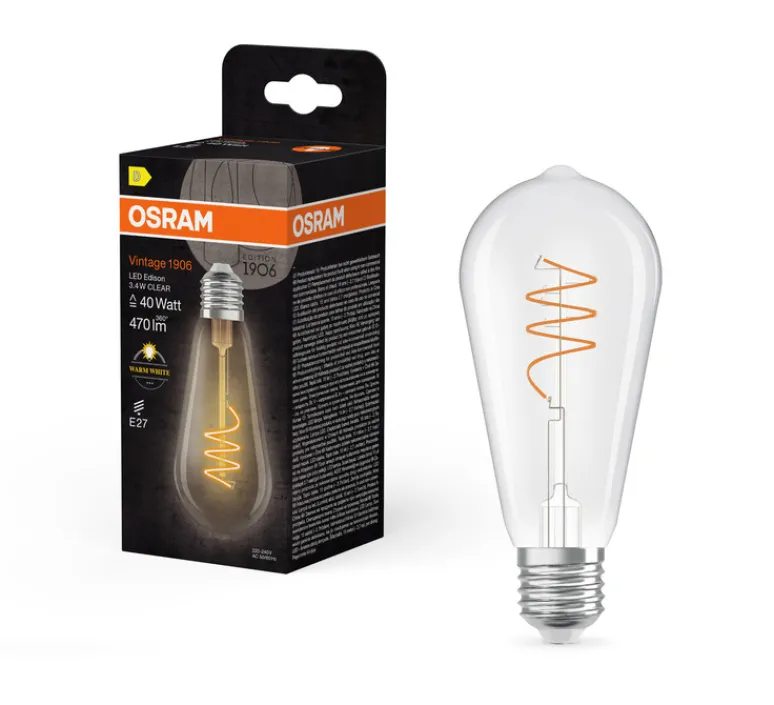 Ampoule*Osram Ampoule LED, E27,Vintage 1906 Edison 40, , 2700K, 470 lm, Ø6,4cm, H13,9cm - transparent