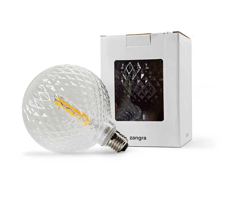 Ampoule*Zangra Ampoule LED filament, E27, cristal, 2700K, 350lm, Ø12,5cm, H10,5cm - transparent