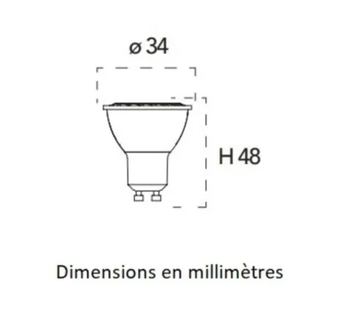 Ampoule LED, GU10, Conique, blanc, 3000K, 320 lm, Ø3,4cm, H4,8cm - Nedgis