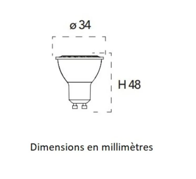 Ampoule LED, GU10, Conique, blanc, 3000K, 320 lm, Ø3,4cm, H4,8cm - Nedgis