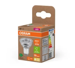 Ampoule*Osram Ampoule LED, GU10, Par 16 90 100°, classe A, , 4,7W, 2700K, 850 lm, Ø5cm, H5,4cm - transparent
