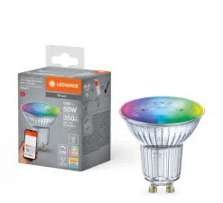 Ampoule LED, GU10, Smart Wifi Spot, transparent, dim, 4,9W, 2700-6500K, RGB, 350 lm, Ø5cm, H5,5cm - Ledvance