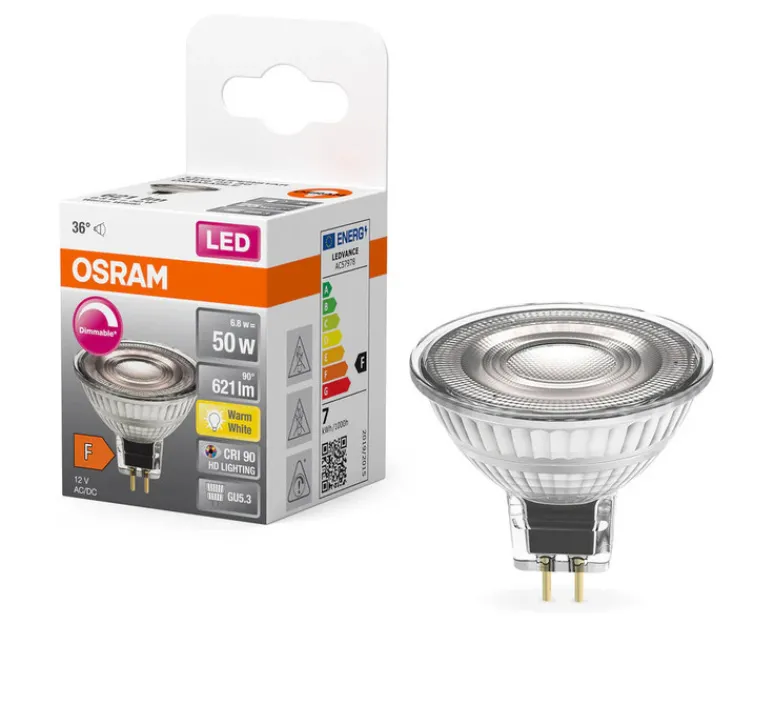 Ampoule*Osram Ampoule LED, GU5.3, Superstar MR16, , dim, 2700K, 621 lm, CRI >90, Ø5cm, H4,4cm - transparent