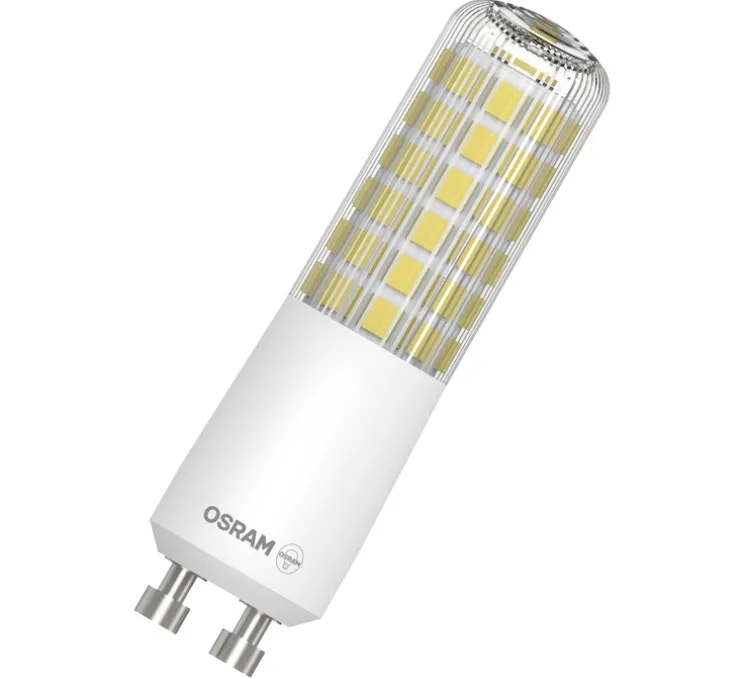 Ampoule LED, GU10, T Slim 60 320°, transparent, dim, 7W, 2700K, 806 lm, Ø2cm, H8,2cm - Osram
