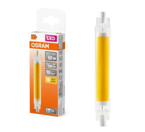 Ampoule LED, R7S, Slim Line 118, transparent, 2700K, 806 lm, Ø1,6cm, H11,8cm - Osram
