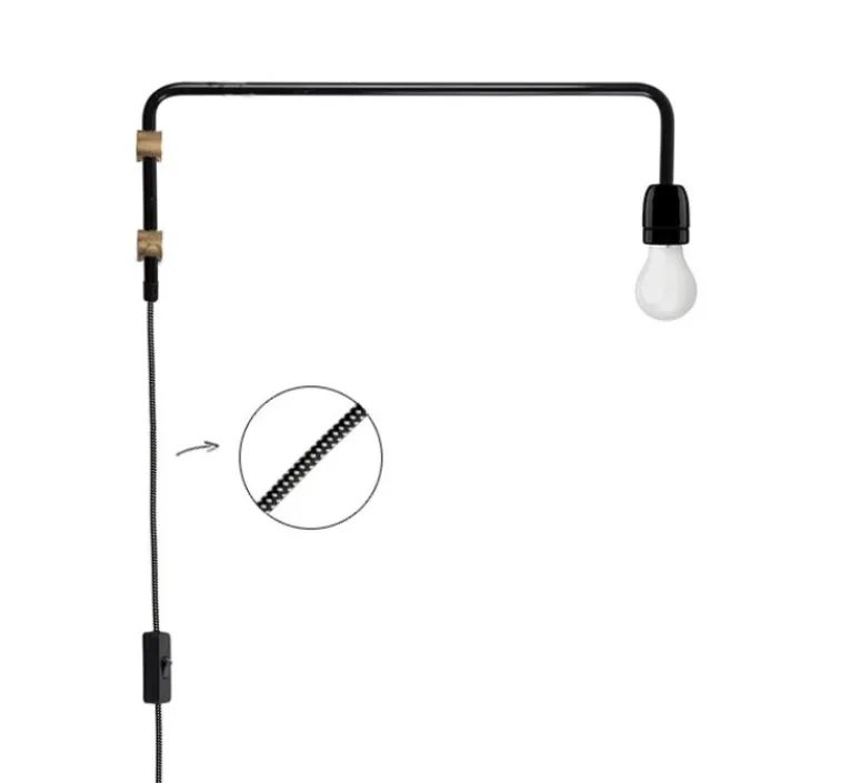 Applique*Zangra Applique avec potence pivotante, Light.115, noir, H20cm, P50cm - laiton, noir