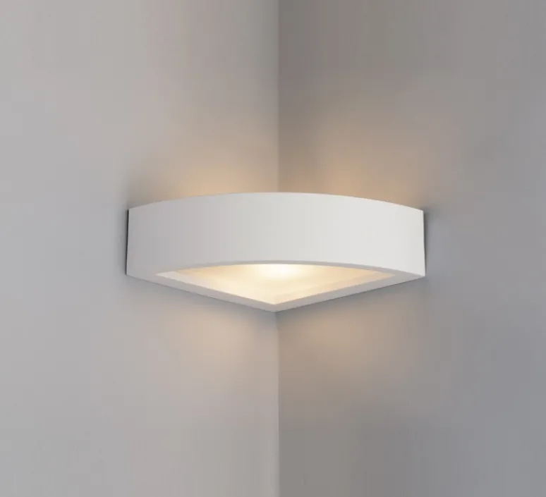 Applique*Nedgis Applique d'angle, Vertbois, plâtre, prêt à peindre Muriel, , Ø20,5cm, H7cm - blanc