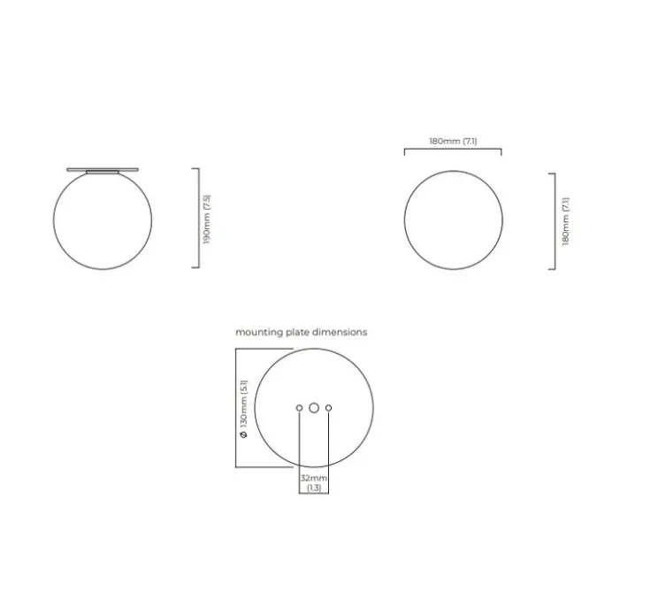Applique de salle de bain, Mezzo Large, nickel, IP44, Ø18cm, H19cm - CTO lighting