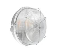 Applique*Zangra Applique de salle de bain, hublot en bakélite, IP54, blanc, verre transparent, H17cm, L21,5cm -