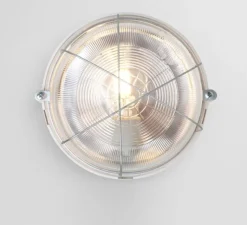 Applique*Zangra Applique de salle de bain, hublot en bakélite, IP54, blanc, verre transparent, H17cm, L21,5cm -