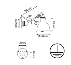 Applique*DCW éditions Paris Applique de salle de bain, Lampe Gras N°304 Bathroom CLI, et , L14,6cm, H15cm - DCW noir