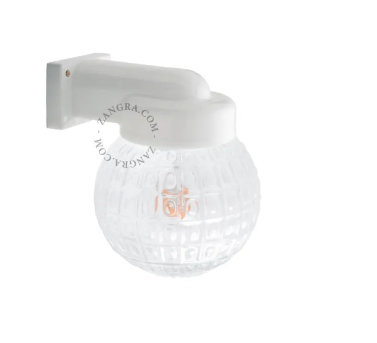 Applique de salle de bain, Light.o.004, blanc, verre opalin Glass 031, IP54, L15cm, P18cm- Zangra