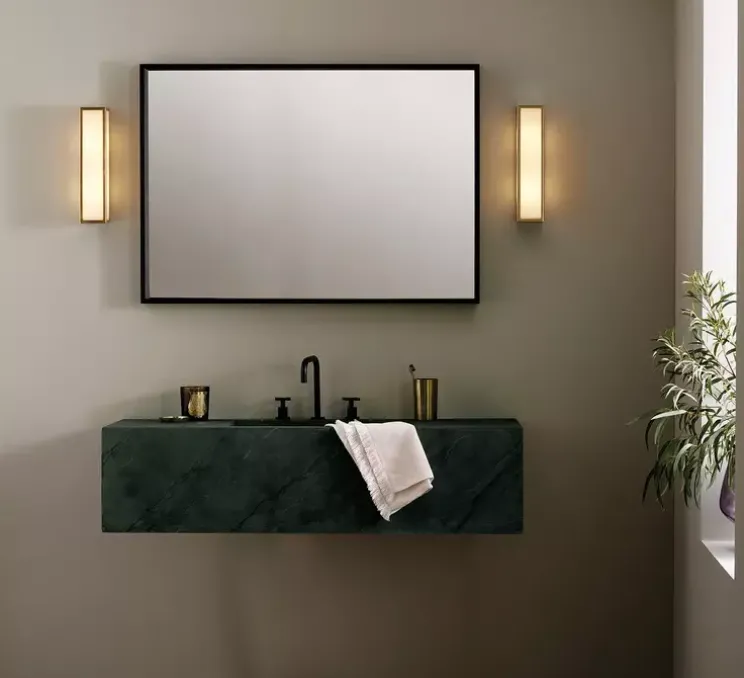 Applique de salle de bain, Salerno classic 350, or mat, IP44, Ø8cm, H35cm - Astro