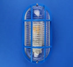 Applique de salle de bain, Benji, verre transparent, bleu, IP44, L11cm, H22cm - Zangra