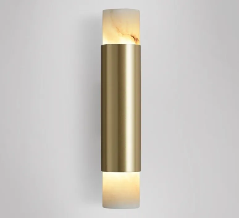 Applique*CTO lighting Applique de salle de bain, Roma Tall , , IP44, LED, 2700K, L5,4cm, H8,5cm - laiton et albâtre