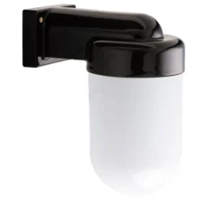 Applique*Zangra Applique de salle de bain, Pure Porcelaine, , verre opalin Glass 009, IP54, L8cm, H6cm- noir