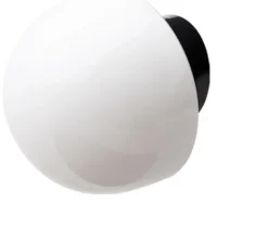 Applique*Zangra Applique de salle de bain, Light.o.016, avec glass021, , noir, IP54, Ø16,5cm, H11cm - blanc