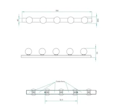 Applique de salle de bain, Cabaret 5 II, noir mat, IP44, cm, L70cm, H6,5cm - Astro