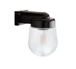 Applique de salle de bain, light.o.004, noir, avec verre transparent rainuré, Glass 029, IP54, L12,5cm, H18,4cm- Zangra