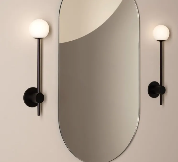 Applique de salle de bain, Orb single, noir mat, IP44, L8cm, H38cm - Astro